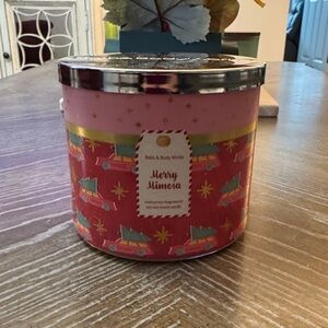 Bath & Body Works Merry Mimosa Candle - Pink and Red
